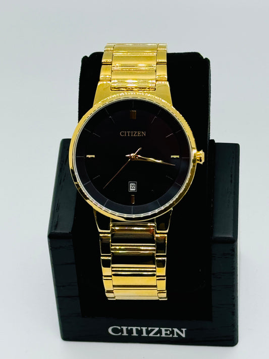 Citizen Black Dial Yellow Gold-tone Men's Watch